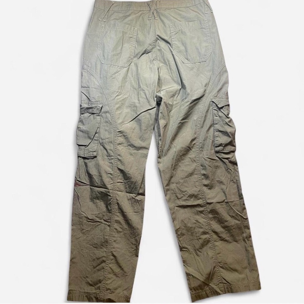 Hot Topic Y2K inspired Army Green Cargos w/ Skull Rose Cross Graphic Sz 9 - Picture 3 of 7